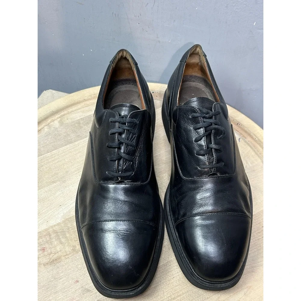 Rockport Dress Shoes Mens Size 13 Black Leather Oxford Cap Toe Vibram‎ MM338
